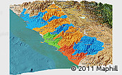 Political Panoramic Map of Lima, satellite outside