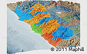 Political Panoramic Map of Lima, semi-desaturated