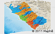 Political Panoramic Map of Lima, shaded relief outside
