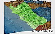 Political Shades Panoramic Map of Lima, darken