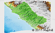 Political Shades Panoramic Map of Lima, physical outside