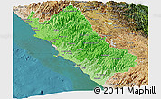 Political Shades Panoramic Map of Lima, satellite outside