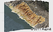 Satellite Panoramic Map of Lima, darken, semi-desaturated