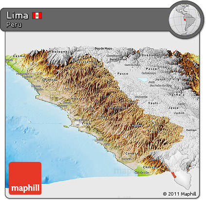 Satellite Panoramic Map of Lima, physical outside