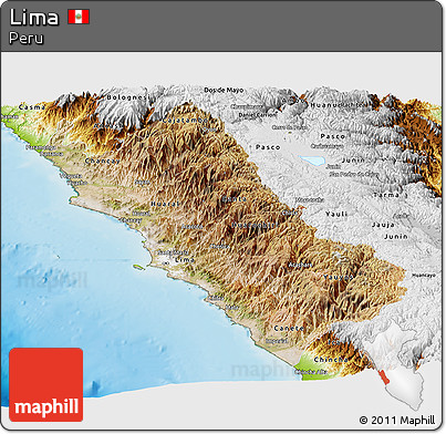 Satellite Panoramic Map of Lima, physical outside