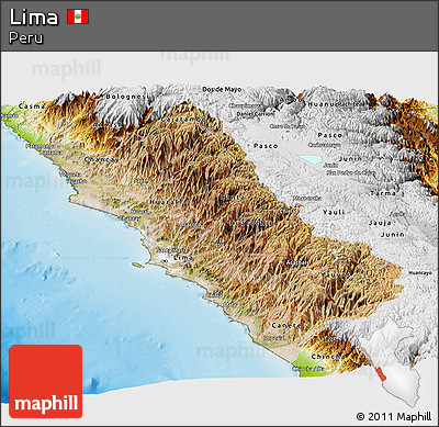 Satellite Panoramic Map of Lima, physical outside
