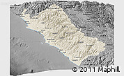Shaded Relief Panoramic Map of Lima, darken, desaturated