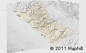 Shaded Relief Panoramic Map of Lima, lighten, desaturated
