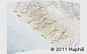 Shaded Relief Panoramic Map of Lima, lighten, semi-desaturated