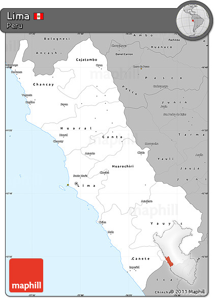 Gray Simple Map of Lima