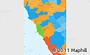 Political Simple Map of Lima, political shades outside