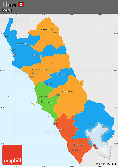 Political Simple Map of Lima, single color outside
