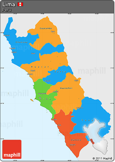 Political Simple Map of Lima, single color outside