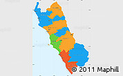 Political Simple Map of Lima, single color outside