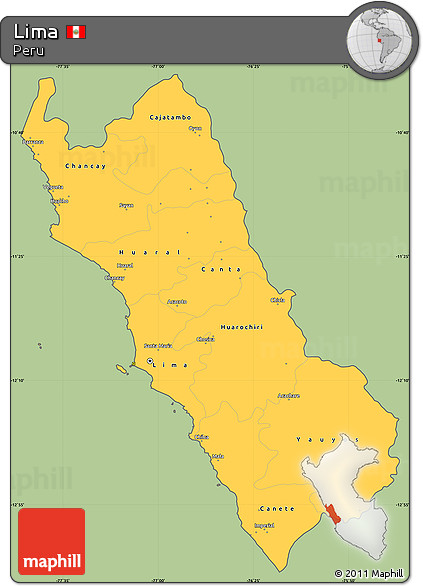 Savanna Style Simple Map of Lima, cropped outside