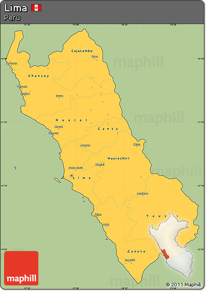 Savanna Style Simple Map of Lima, cropped outside