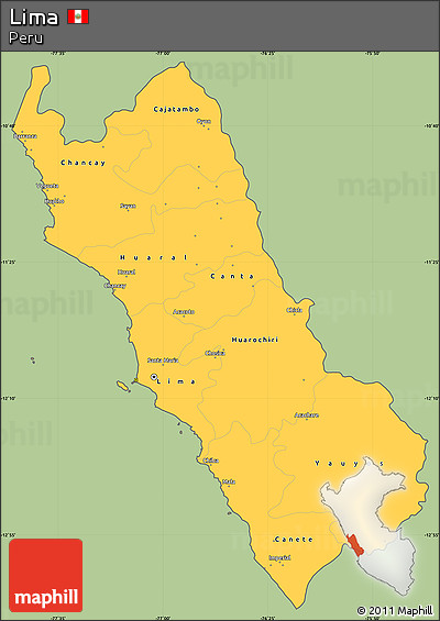 Savanna Style Simple Map of Lima, cropped outside