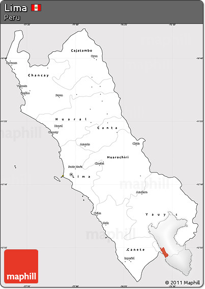 Silver Style Simple Map of Lima, cropped outside
