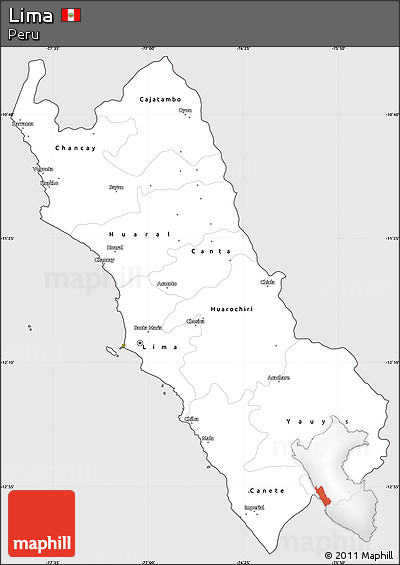 Silver Style Simple Map of Lima, cropped outside