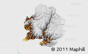 Physical 3D Map of Yauyos, single color outside