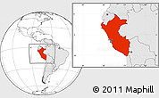 Blank Location Map of Peru, highlighted continent