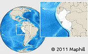 Blank Location Map of Peru, shaded relief outside