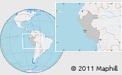 Gray Location Map of Peru, lighten, land only