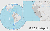 Gray Location Map of Peru, lighten, semi-desaturated, land only
