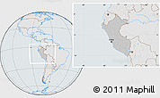 Gray Location Map of Peru, lighten, semi-desaturated