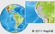 Gray Location Map of Peru, physical outside, hill shading