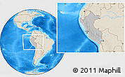 Gray Location Map of Peru, shaded relief outside, hill shading
