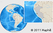 Gray Location Map of Peru, shaded relief outside