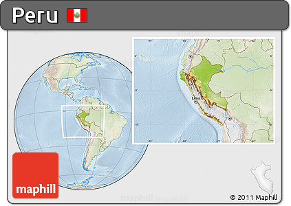 Physical Location Map of Peru, lighten