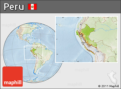Physical Location Map of Peru, lighten