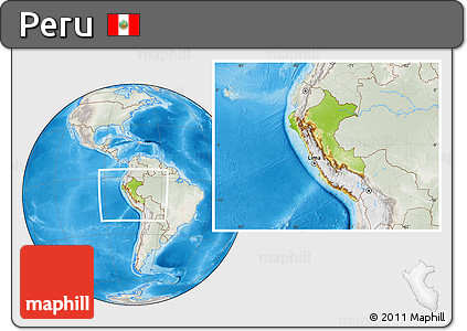 Physical Location Map of Peru, lighten, semi-desaturated, land only