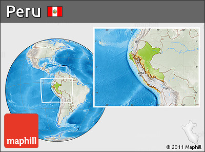 Physical Location Map of Peru, lighten, semi-desaturated, land only