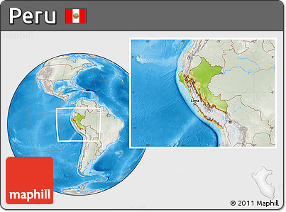 Physical Location Map of Peru, lighten, semi-desaturated, land only