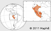 Political Location Map of Peru, blank outside