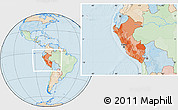 Political Location Map of Peru, lighten, land only