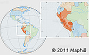 Political Location Map of Peru, lighten