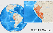 Political Location Map of Peru, shaded relief outside