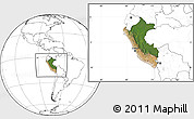Satellite Location Map of Peru, blank outside