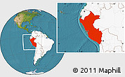 Satellite Location Map of Peru, highlighted continent