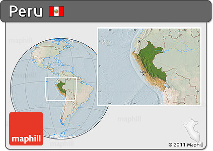 Satellite Location Map of Peru, lighten
