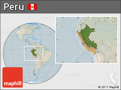 Satellite Location Map of Peru, lighten