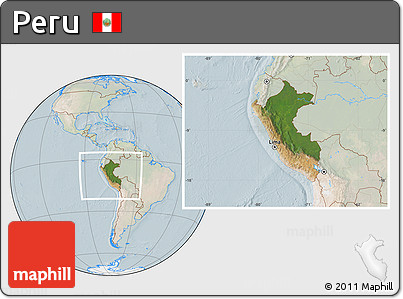 Satellite Location Map of Peru, lighten