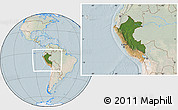 Satellite Location Map of Peru, lighten