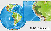Satellite Location Map of Peru, physical outside