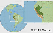 Satellite Location Map of Peru, savanna style outside