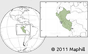 Savanna Style Location Map of Peru, blank outside, hill shading inside